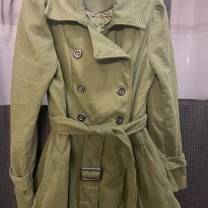 Olive Green Double-Breasted Women's Coat